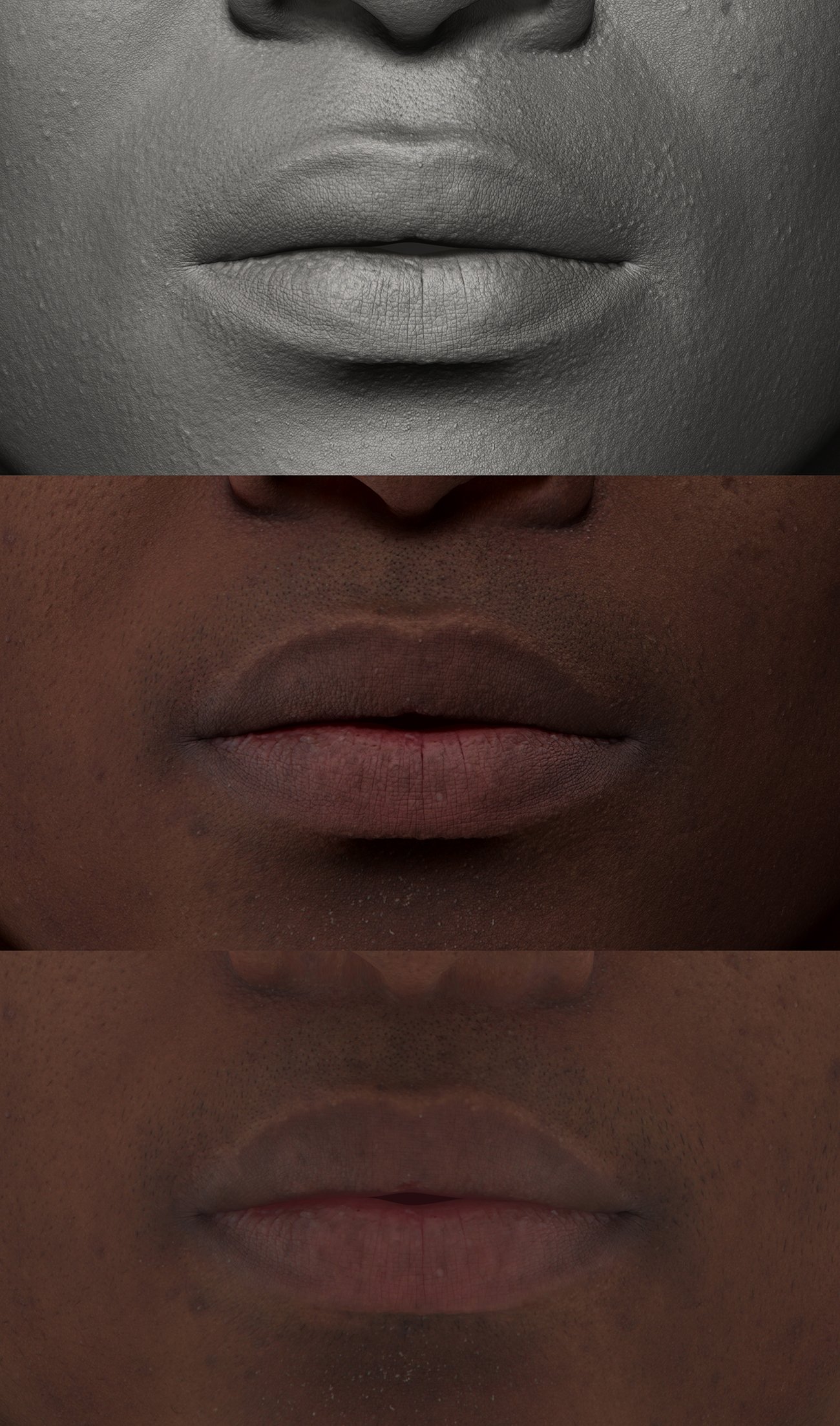 Human 3D Skin textures, UV mapping and texture maps